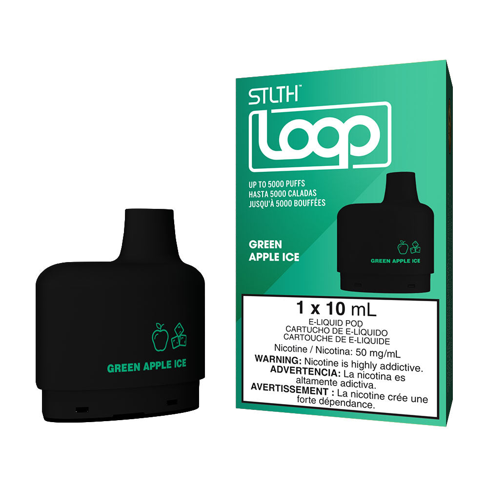  Imagen de STLTH LOOP Green Apple Ice en Perú, capturando el sabor crujiente y helado de manzana verde ideal para vapers.